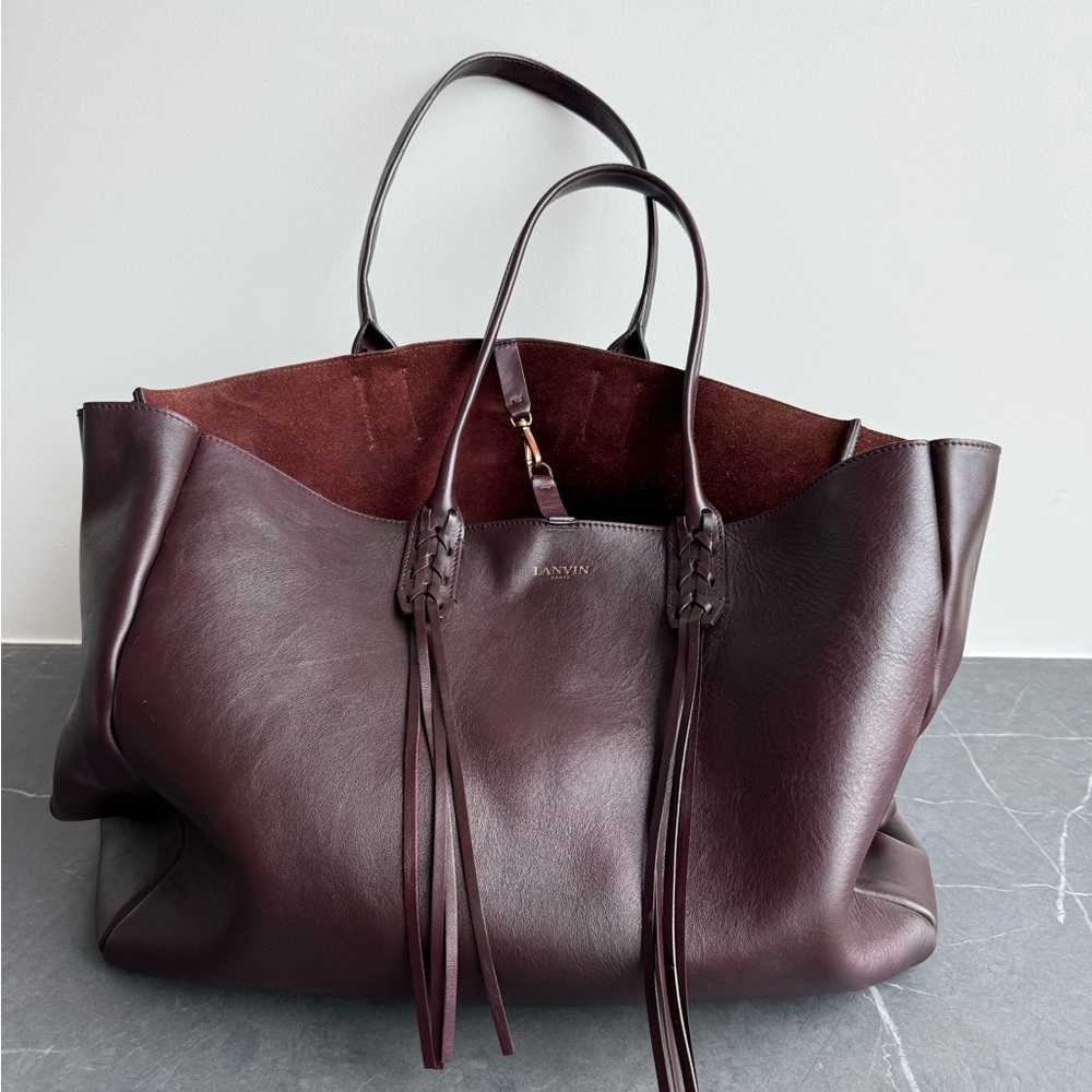 Elegant Burgandy Lanvin Leather Tote Bag